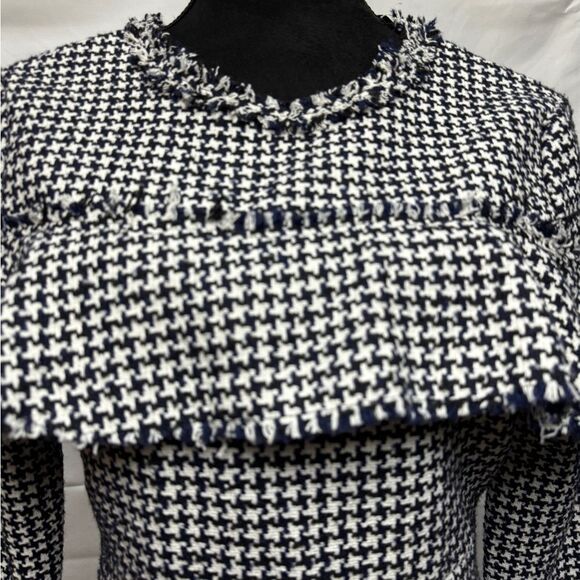 Zara Frilled Tweed Houndstooth  Dress - Picture 4 of 10